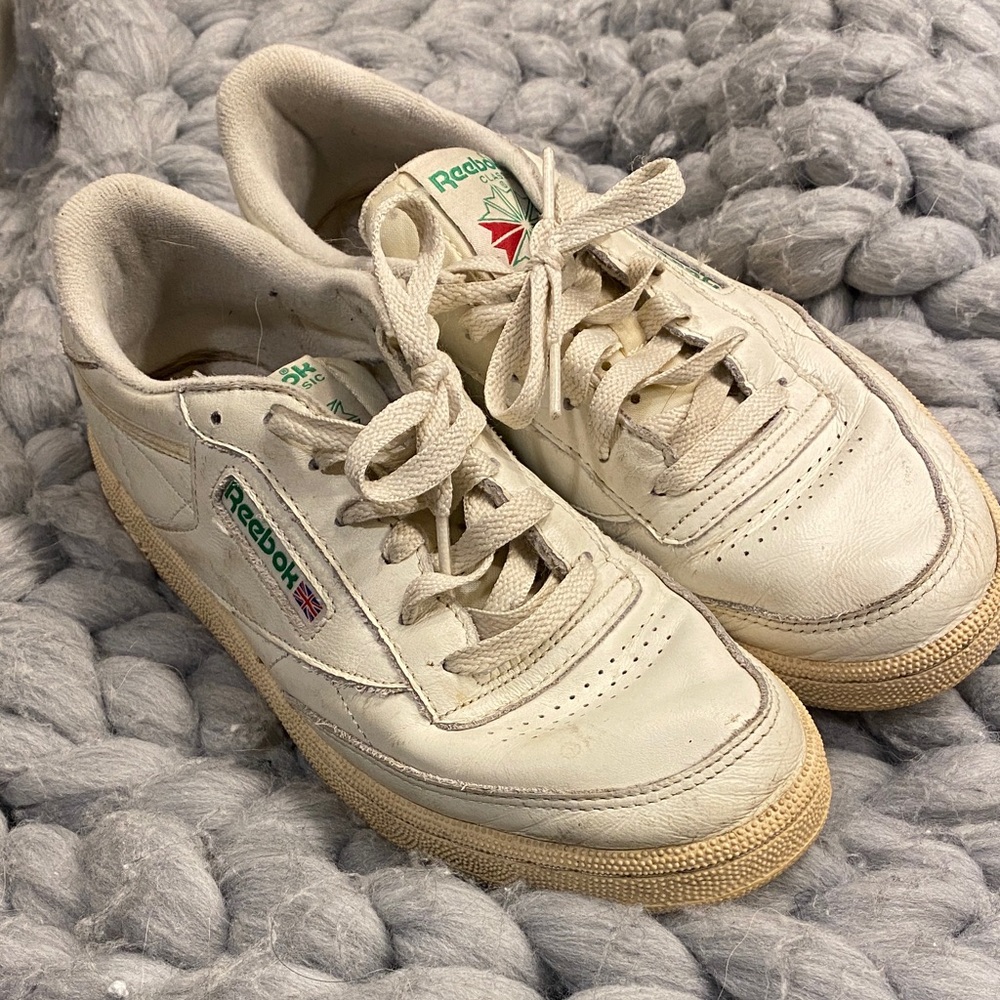 Reebok Cream and Green Sneakers